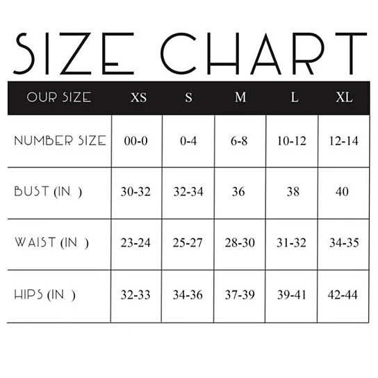 Yoga Shorts Size chart
