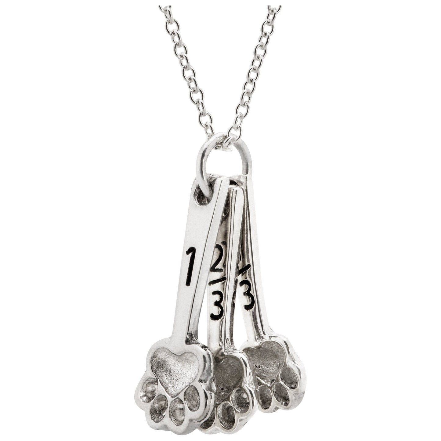 Paw Print Measuring Spoons Sterling Necklace