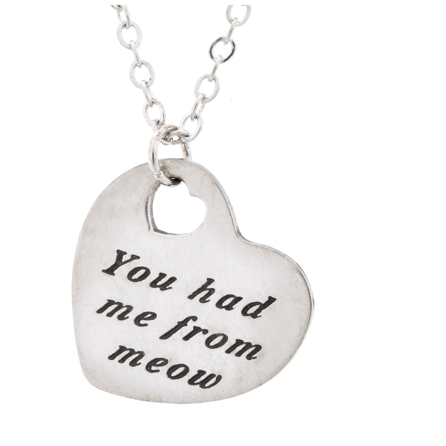 You Had Me From Meow Pewter Heart Necklace!