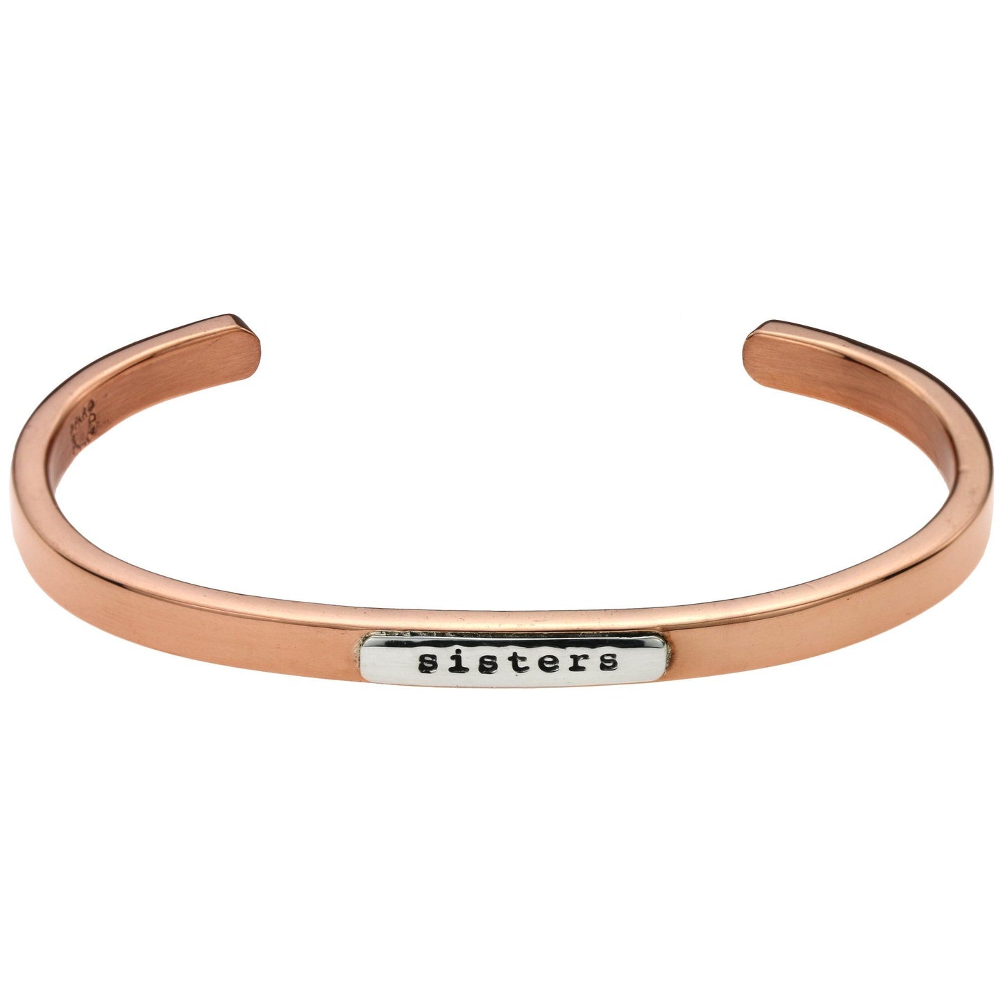 Sisters Forever Copper & Sterling Stackable Cuff Bracelet