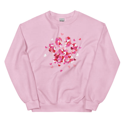Pink Paw Print of Hearts Crewneck Sweatshirt