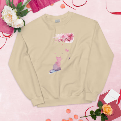 Cherry Blossom Kitten Crewneck Sweatshirt
