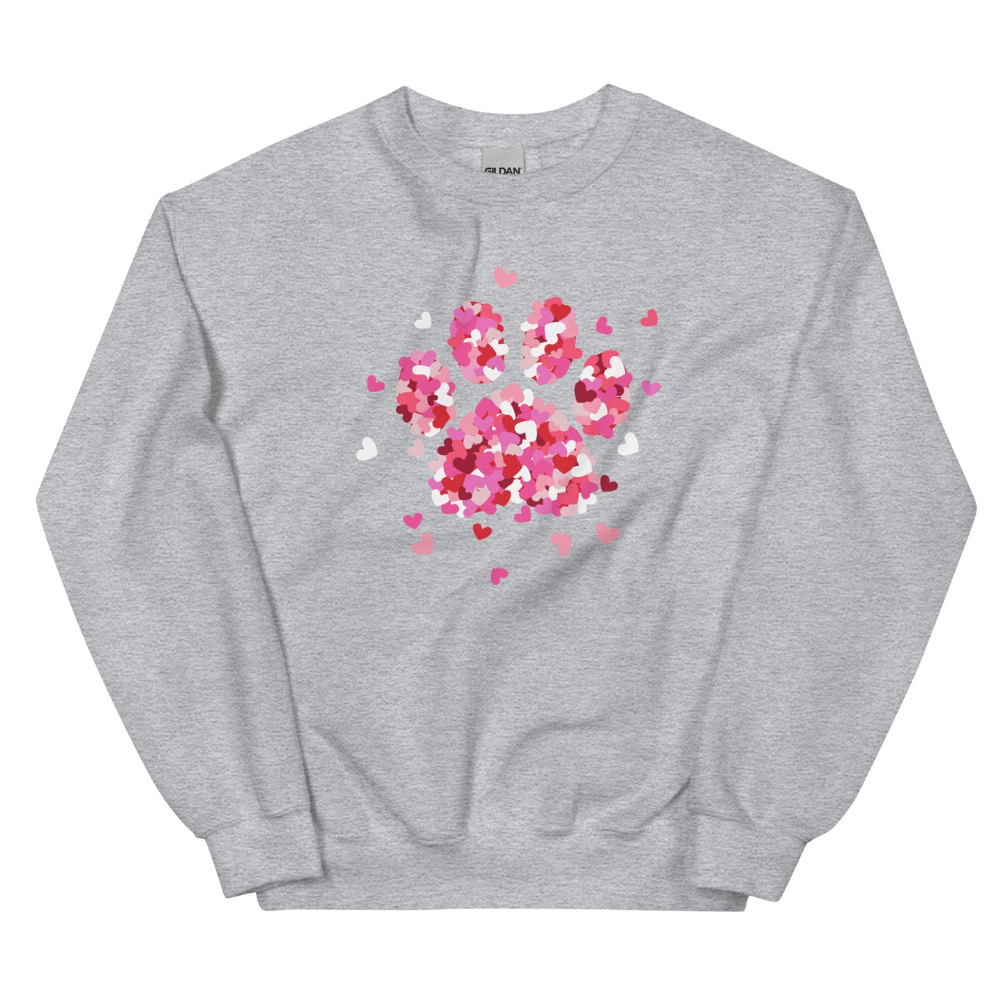 Pink Paw Print of Hearts Crewneck Sweatshirt