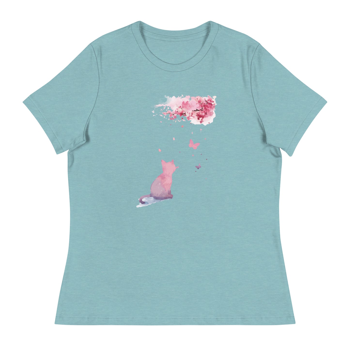 Cherry Blossom Kitten Women's Relaxed T-Shirt