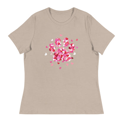 Pink Paw Print of Hearts Women's Relaxed T-Shirt