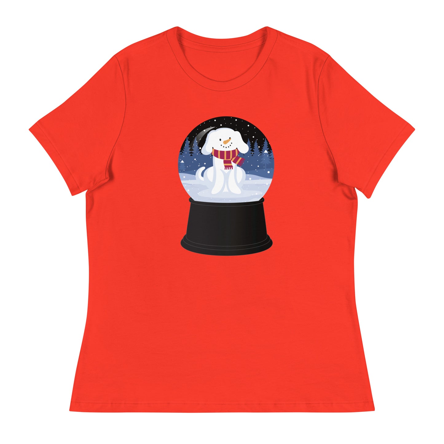 Snowman Puppy Snow Globe Women's Relaxed T-Shirt