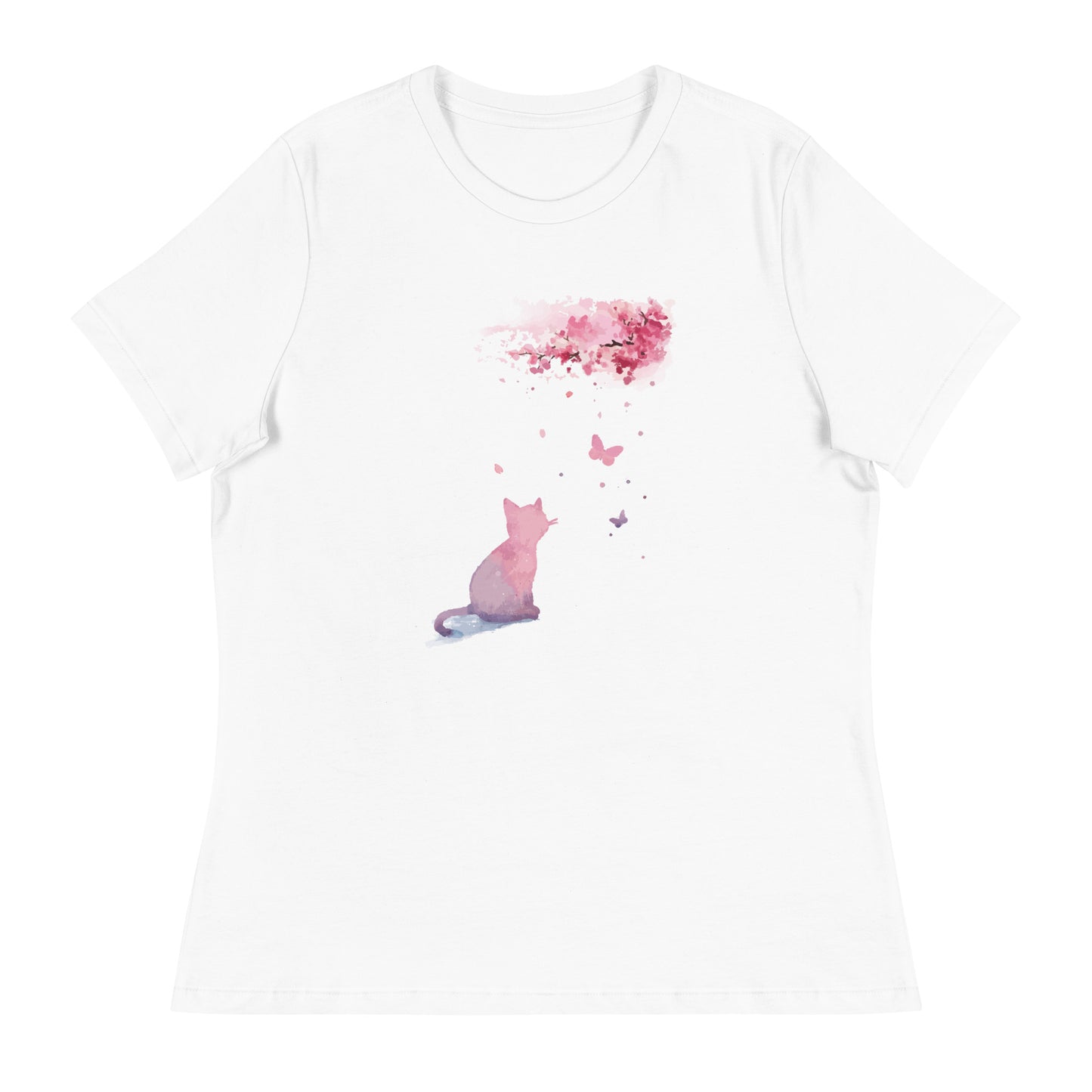 Cherry Blossom Kitten Women's Relaxed T-Shirt