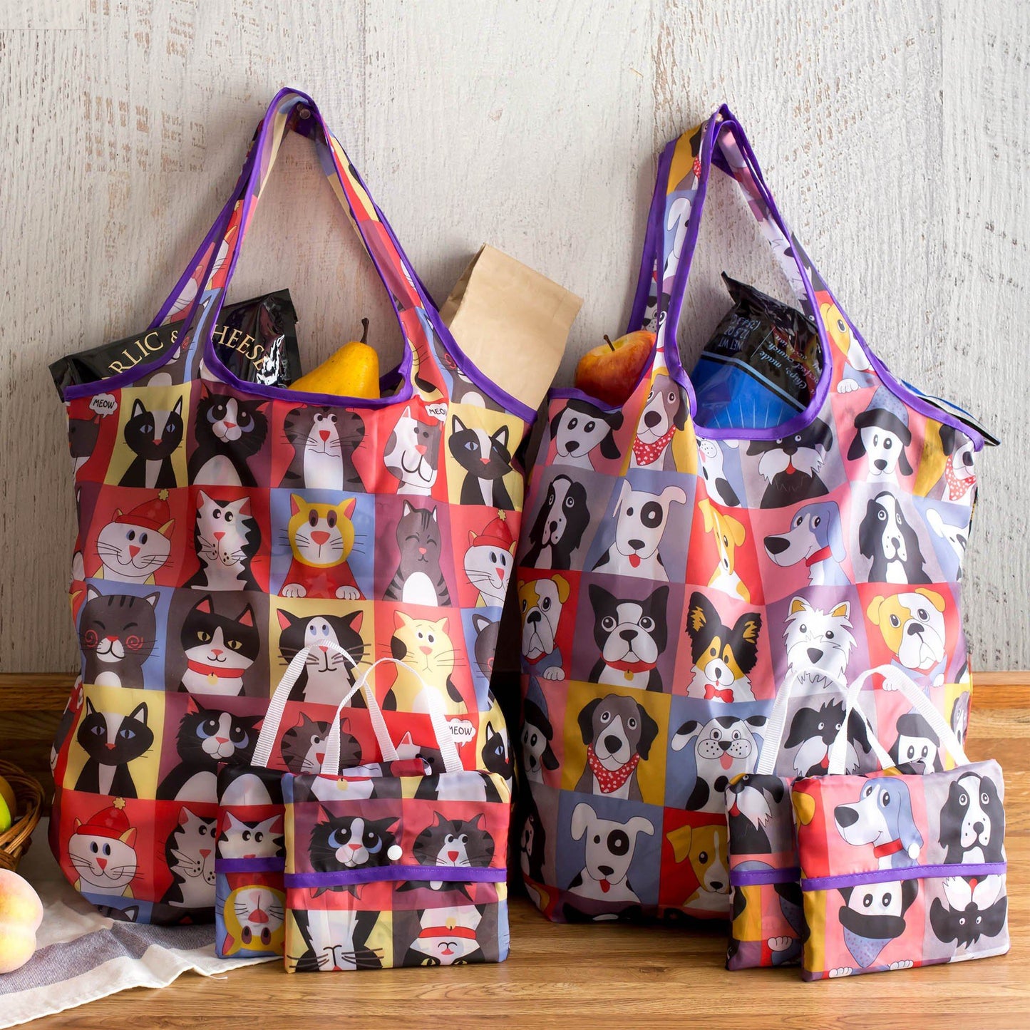 Pet Portrait Compact Shopping Bags - Set of 3