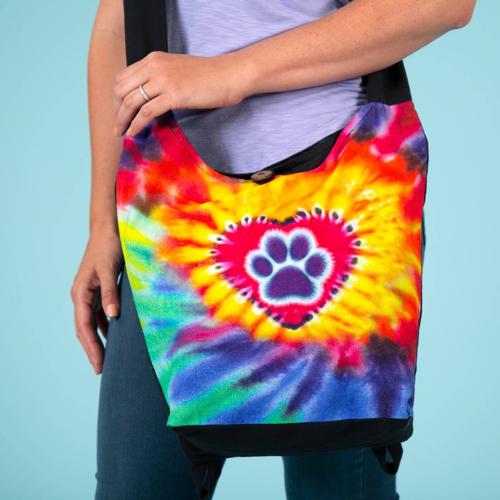 Tie-Dye Paw & Heart Convertible Backpack