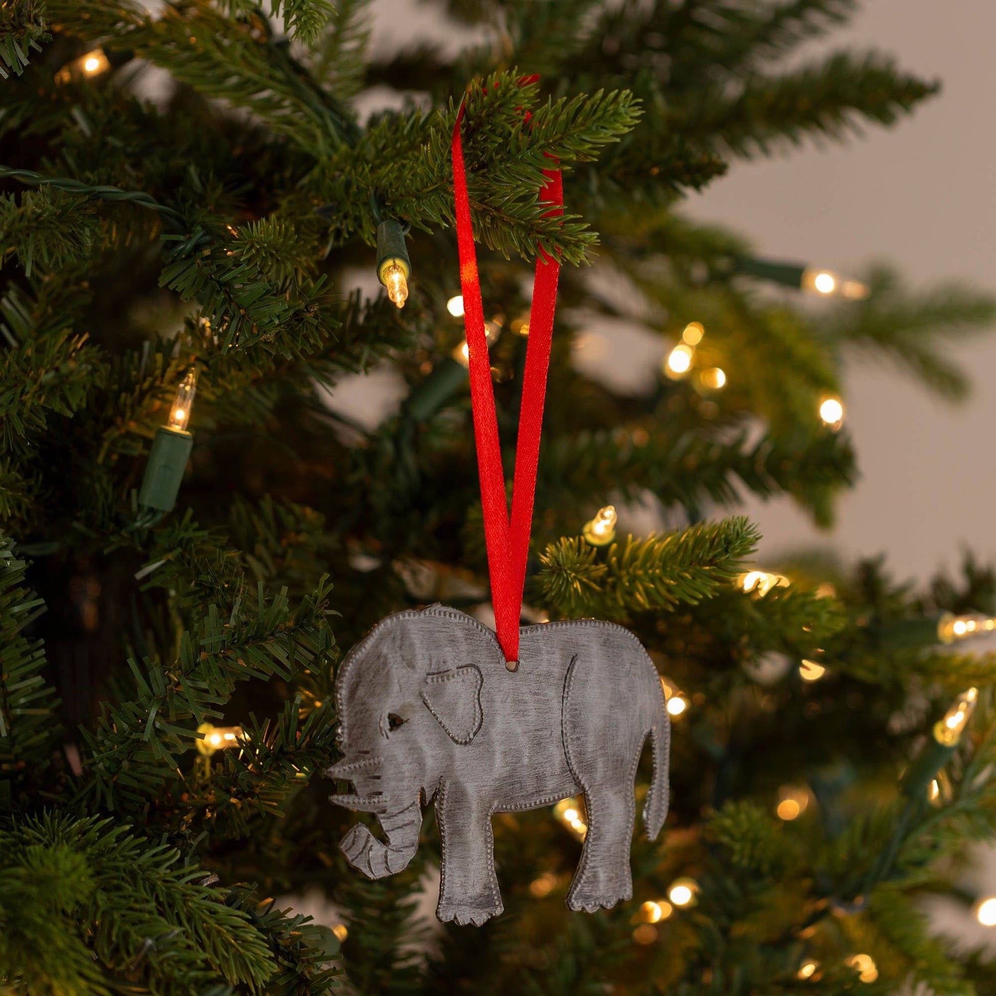 Elephant Recycled Oil Drum Ornament