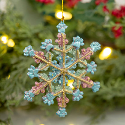 Glitter Paw Print Snowflake Ornament