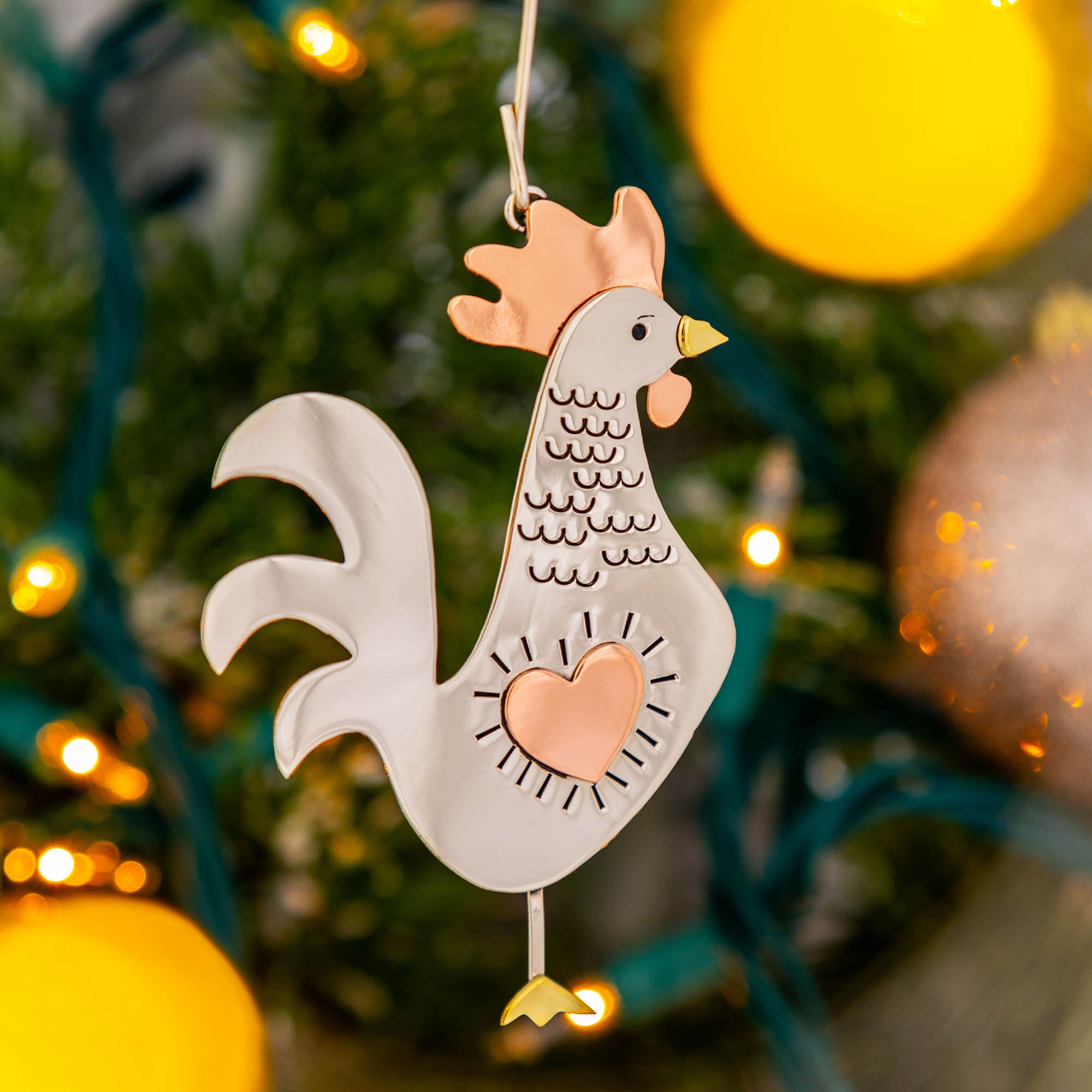 Fun Rooster Mixed Metal Ornament