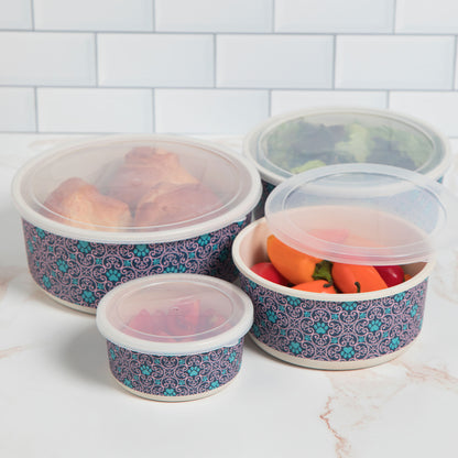 Bamboo Fiber Food Storage Containers - 8 Piece Set
