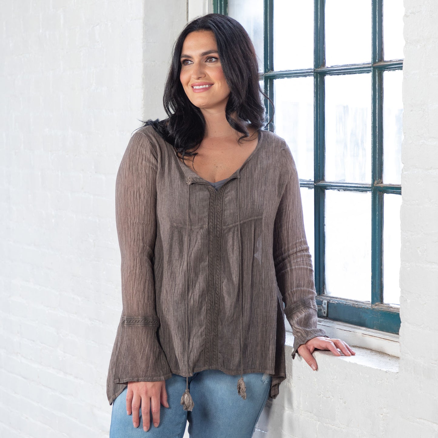 All In The Details Long Bell Sleeve Top