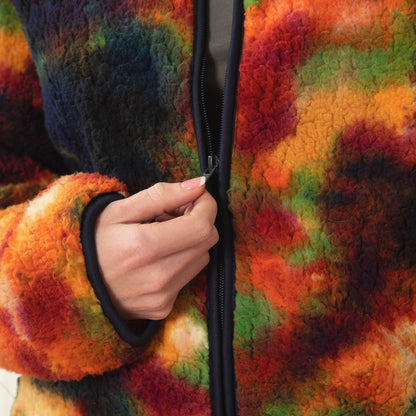 Rainbow Tie-Dye Sherpa Fleece Jacket