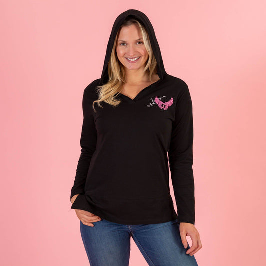 Wings of an Angel Pink Ribbon Hooded Lightweight Tunic