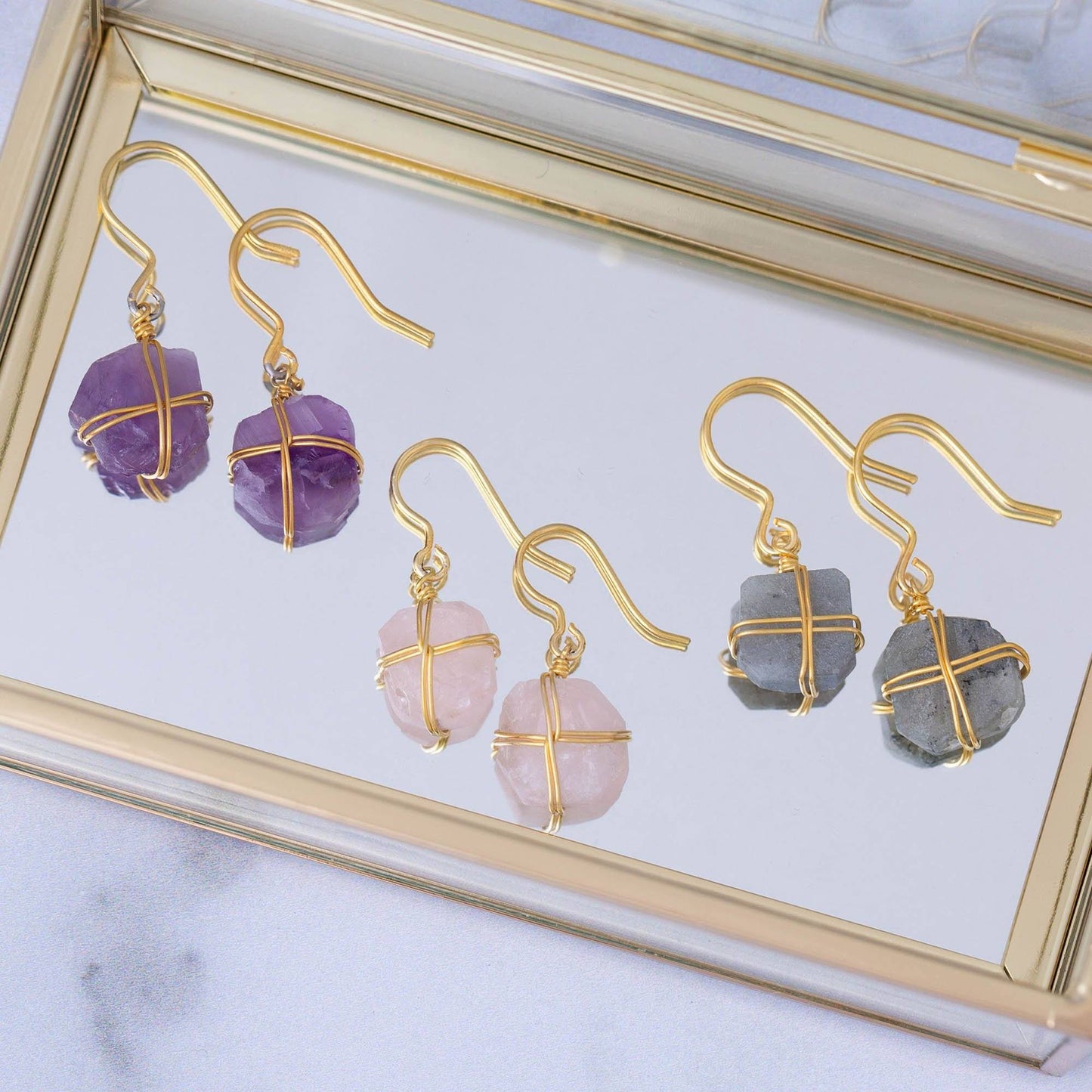 Wrapped Stone Gold-Plated Earrings
