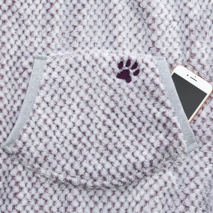 Embroidered Paw Fleece Poncho