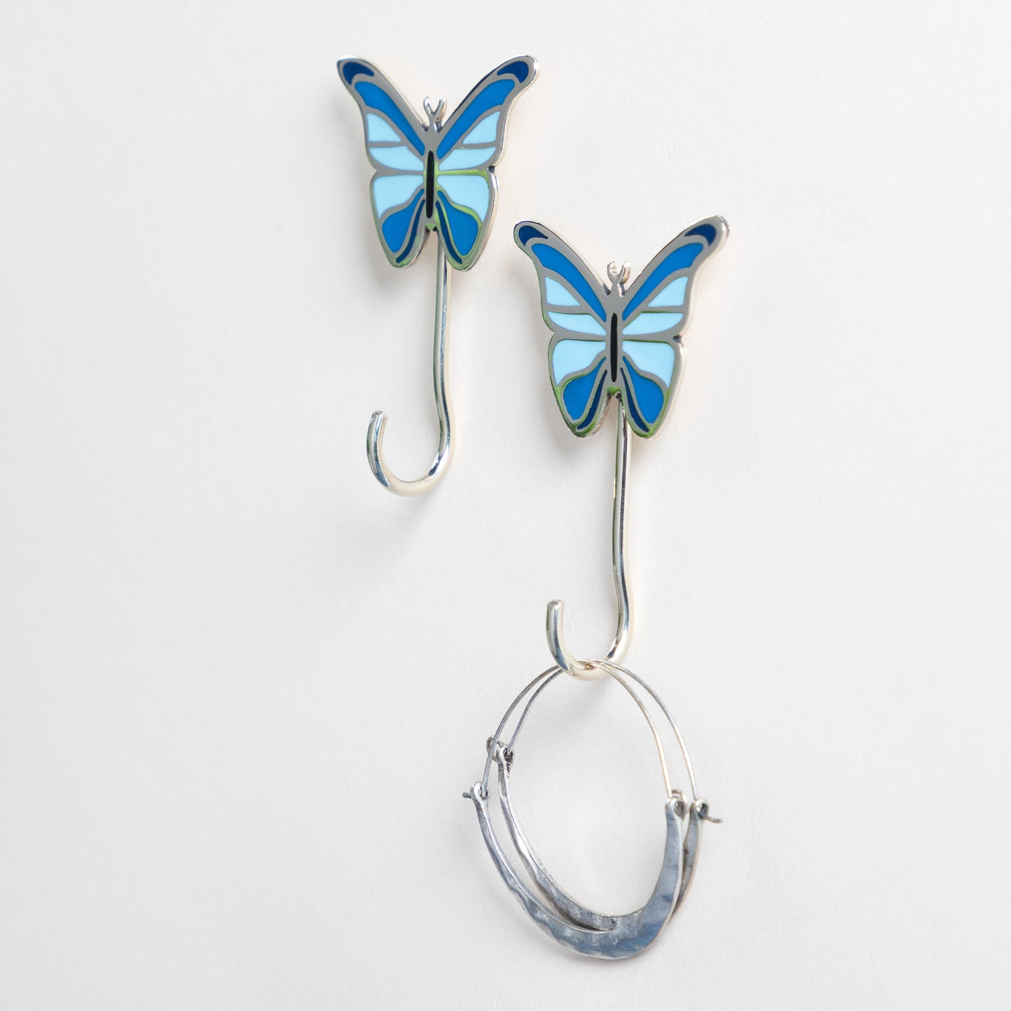 Pretty Butterfly Hand Painted Wall Hook - Set of 2