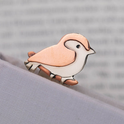 Reading with Birds Mixed Metal Bookmark