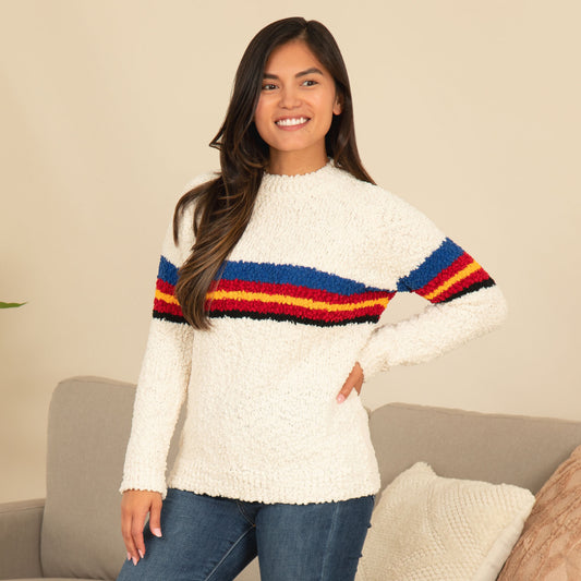 Rainbow Soft Nubby Knit Sweater