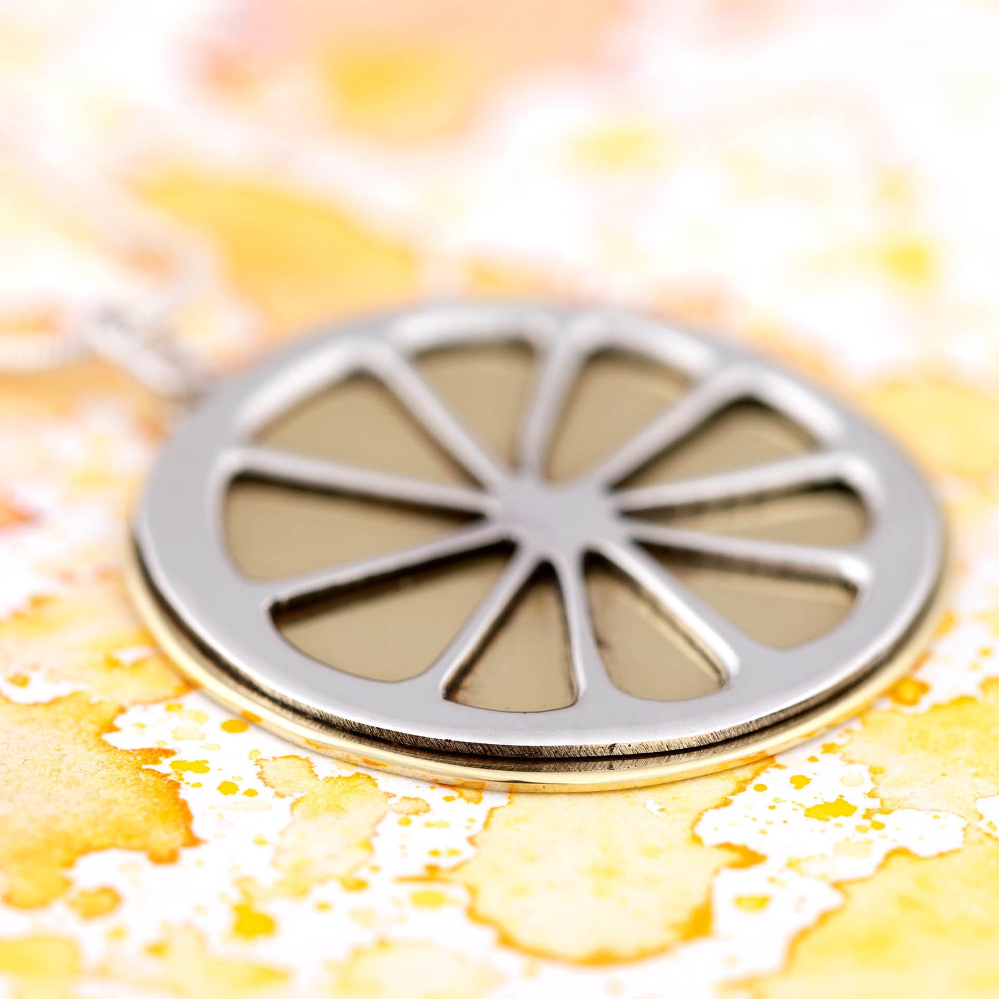 Lemon Slice Sterling & Brass Necklace