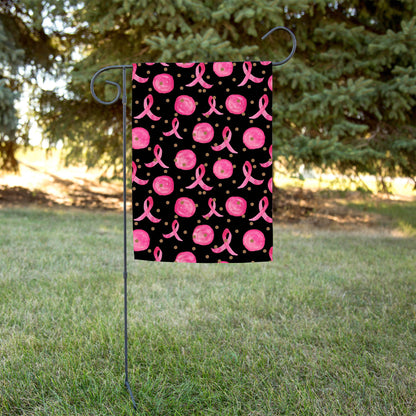 Pink Ribbon Polka Dot Garden Flag