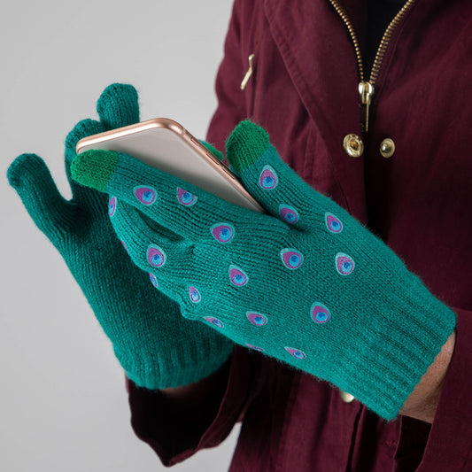 Peacock Print Touch Screen Gloves!