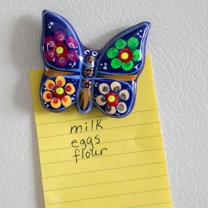 Hand-Painted Ceramic Butterfly Magnet
