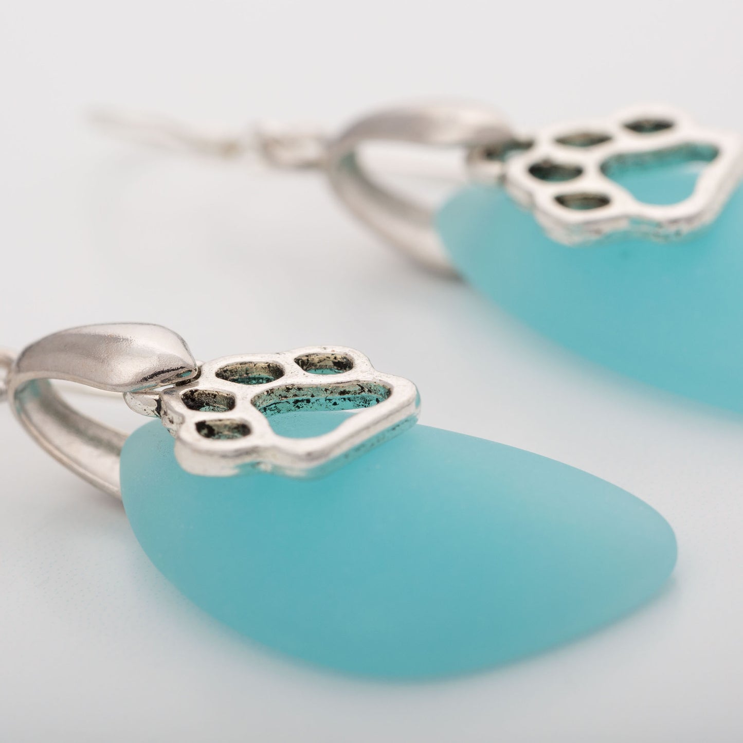 Paw Print Sea Glass Earrings