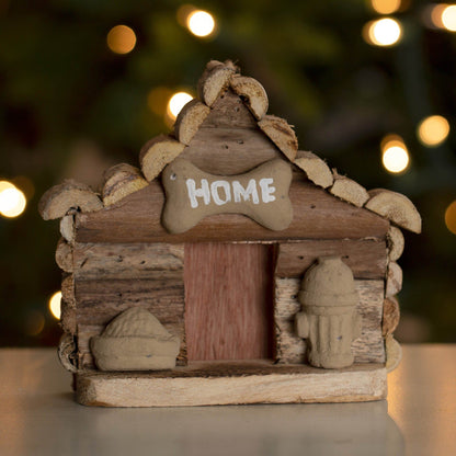 Handmade Recycled Driftwood Dog House Ornament