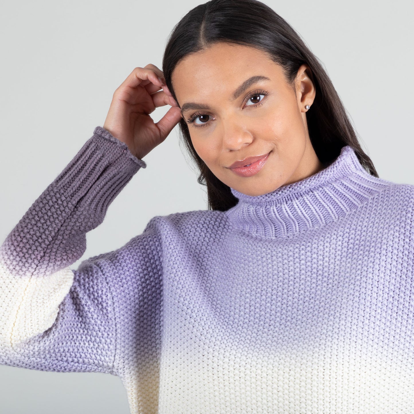 High Neck Dip-Dyed Knit Sweater
