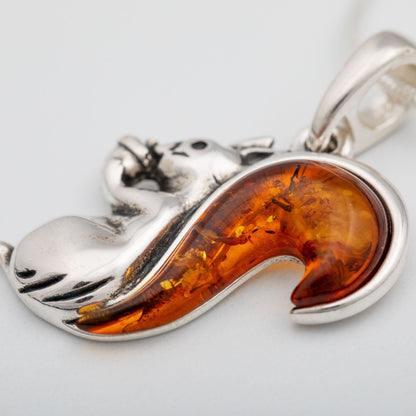 Squirrel Tail Amber & Sterling Necklace