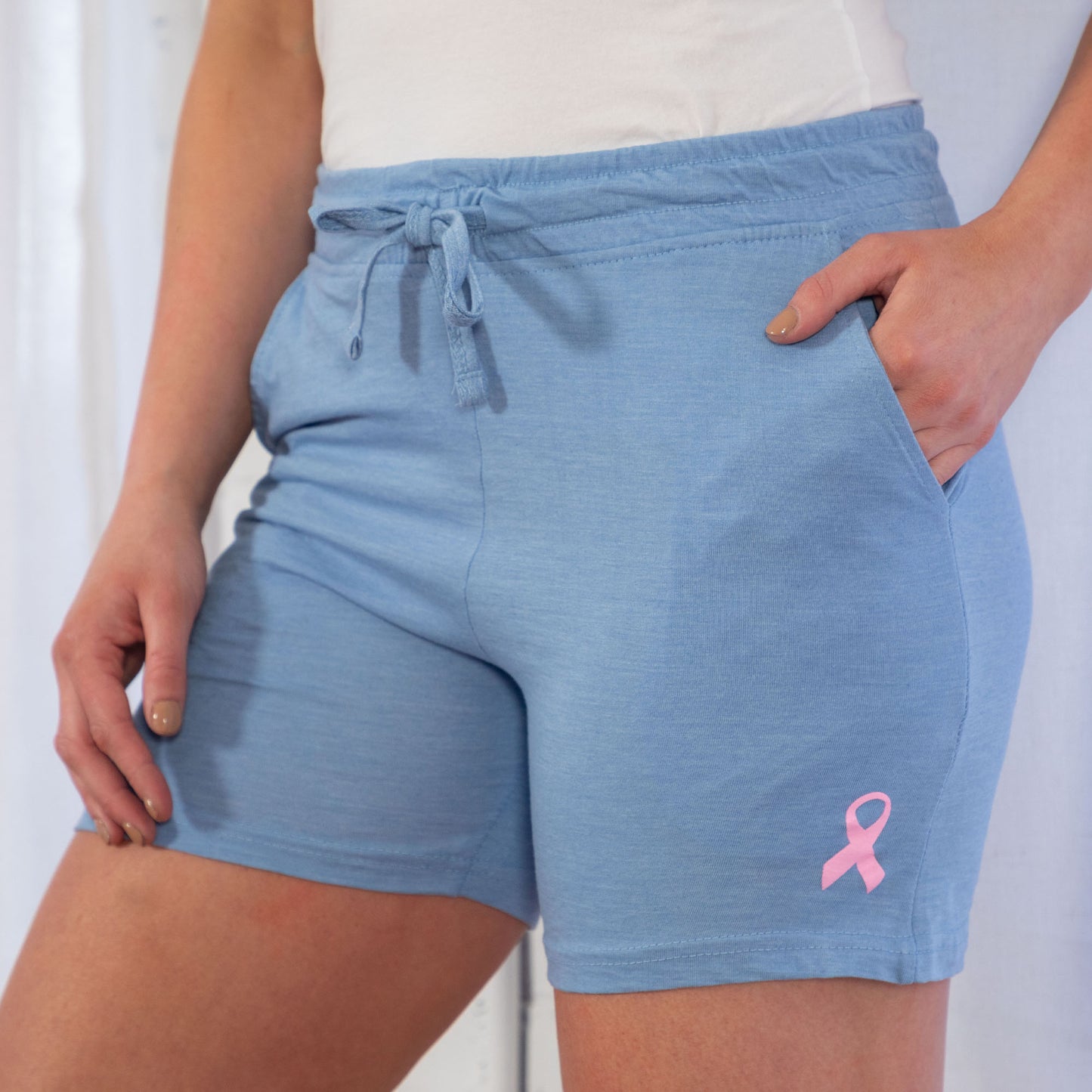 Women's Pink Ribbon Drawstring Shorts