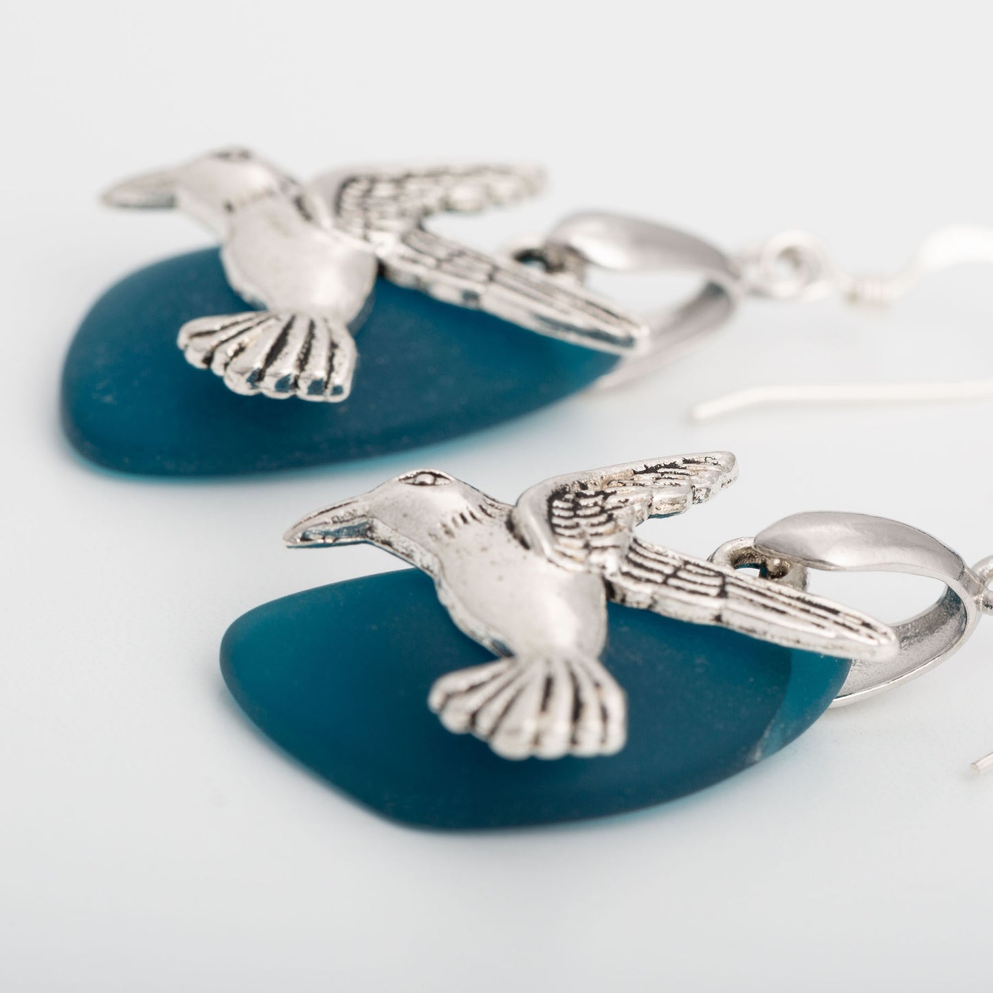 Hummingbird Sea Glass Earrings