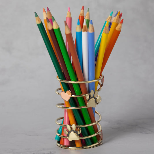 Paws & Hearts Mixed Metal Wire Pencil Cup