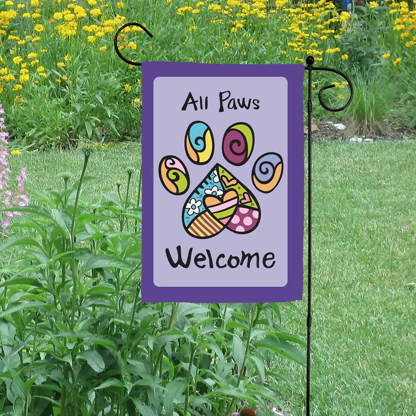 All Paws Welcome Garden Flag