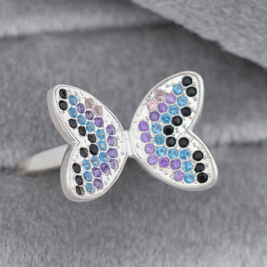 Sparkle Butterfly Sterling & Crystal Ring