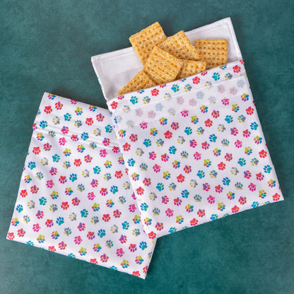 Paw Print Reusable Snack Pouch - Set of 2