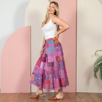 Colorful Patchwork Long Skirt