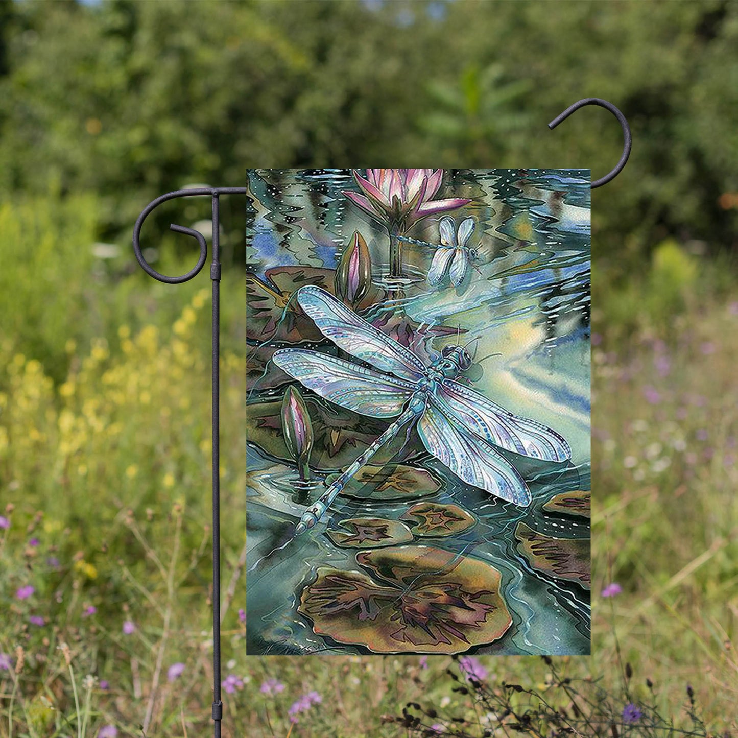 Dragonfly and Pond Garden Flag