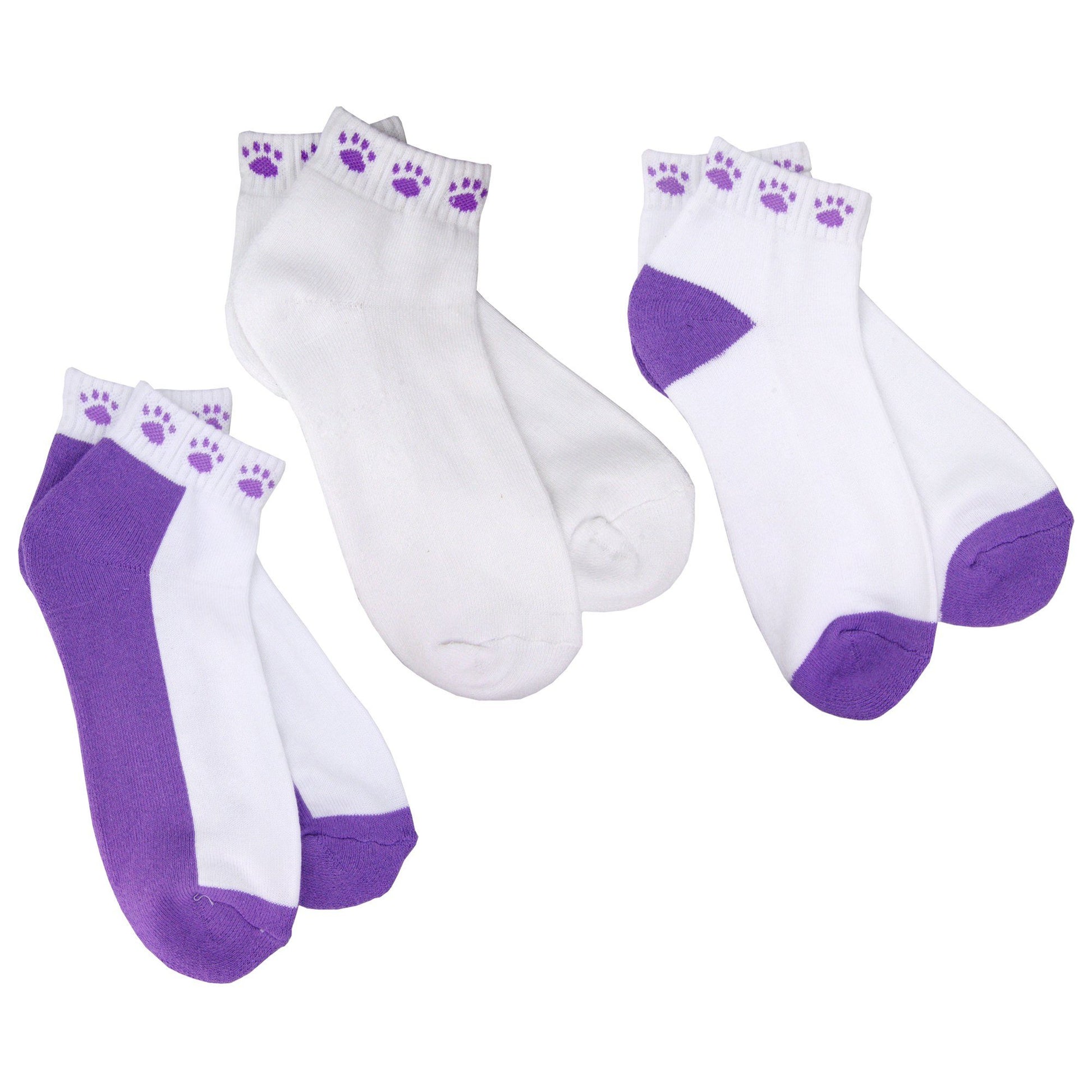 Purple Paw Sport Socks - Set Of 3