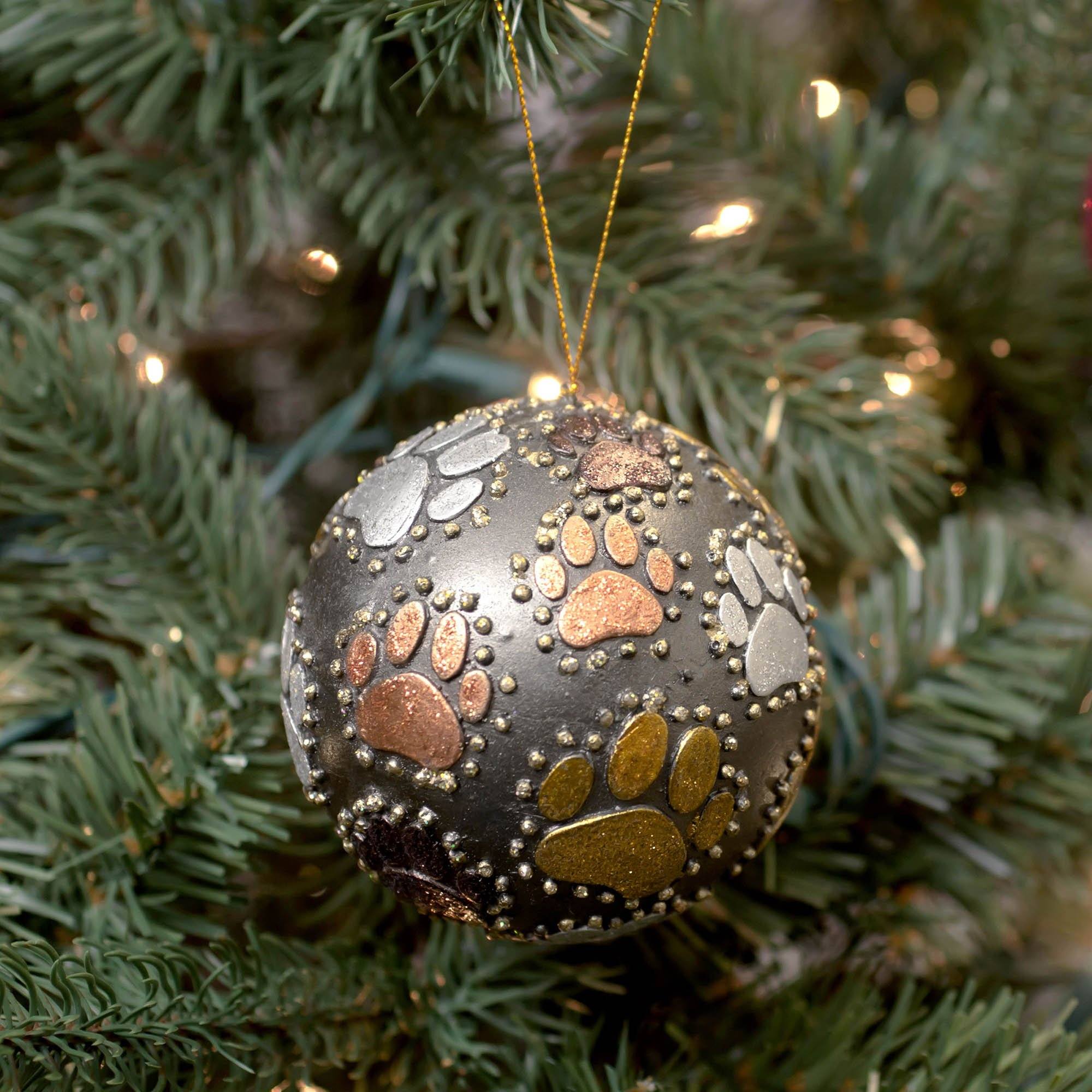 Beaded Paw Ball Ornament
