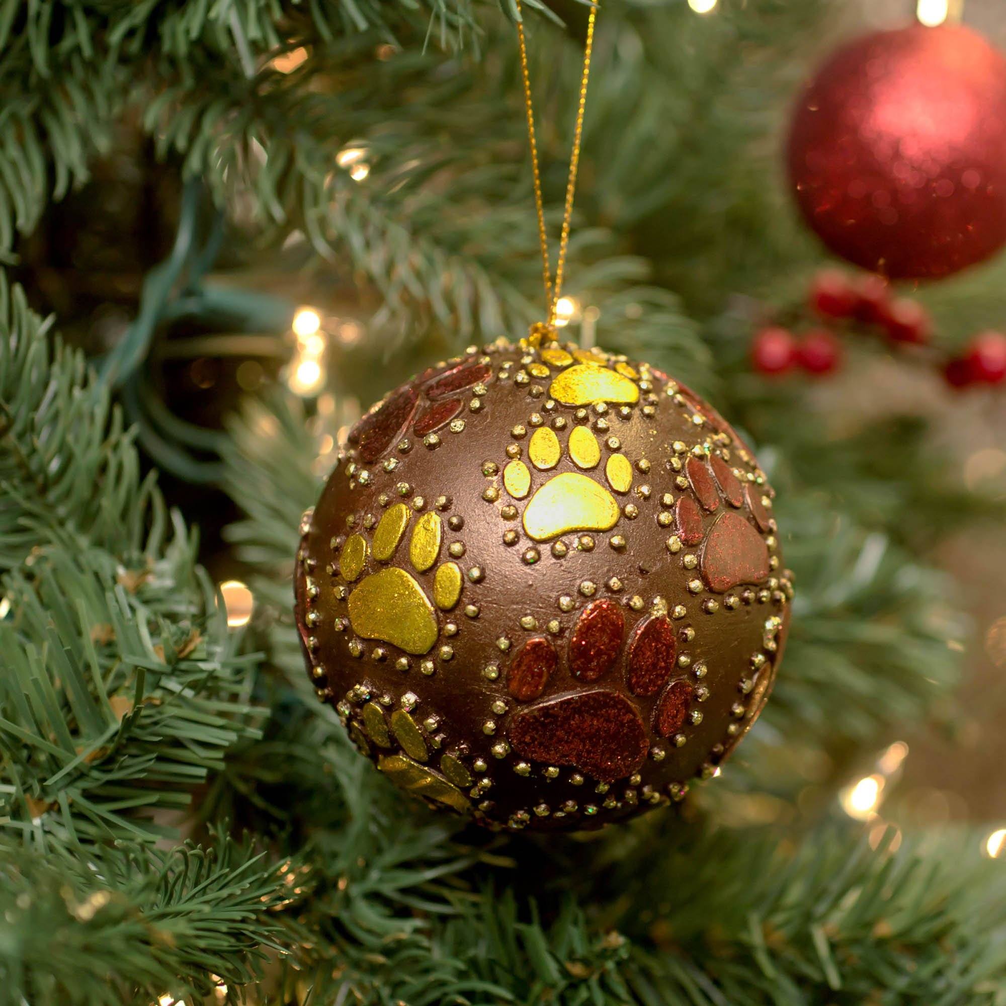 Beaded Paw Ball Ornament