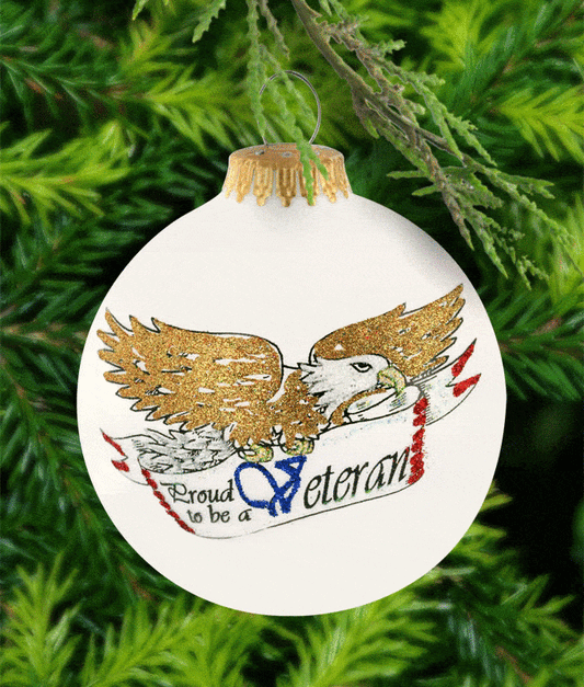 Proud To Be A Veteran Hand-Painted Glass Ornament