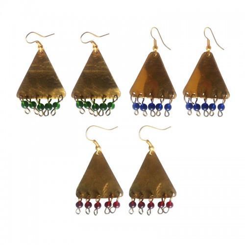 Tribal Brass and Bead Earrings