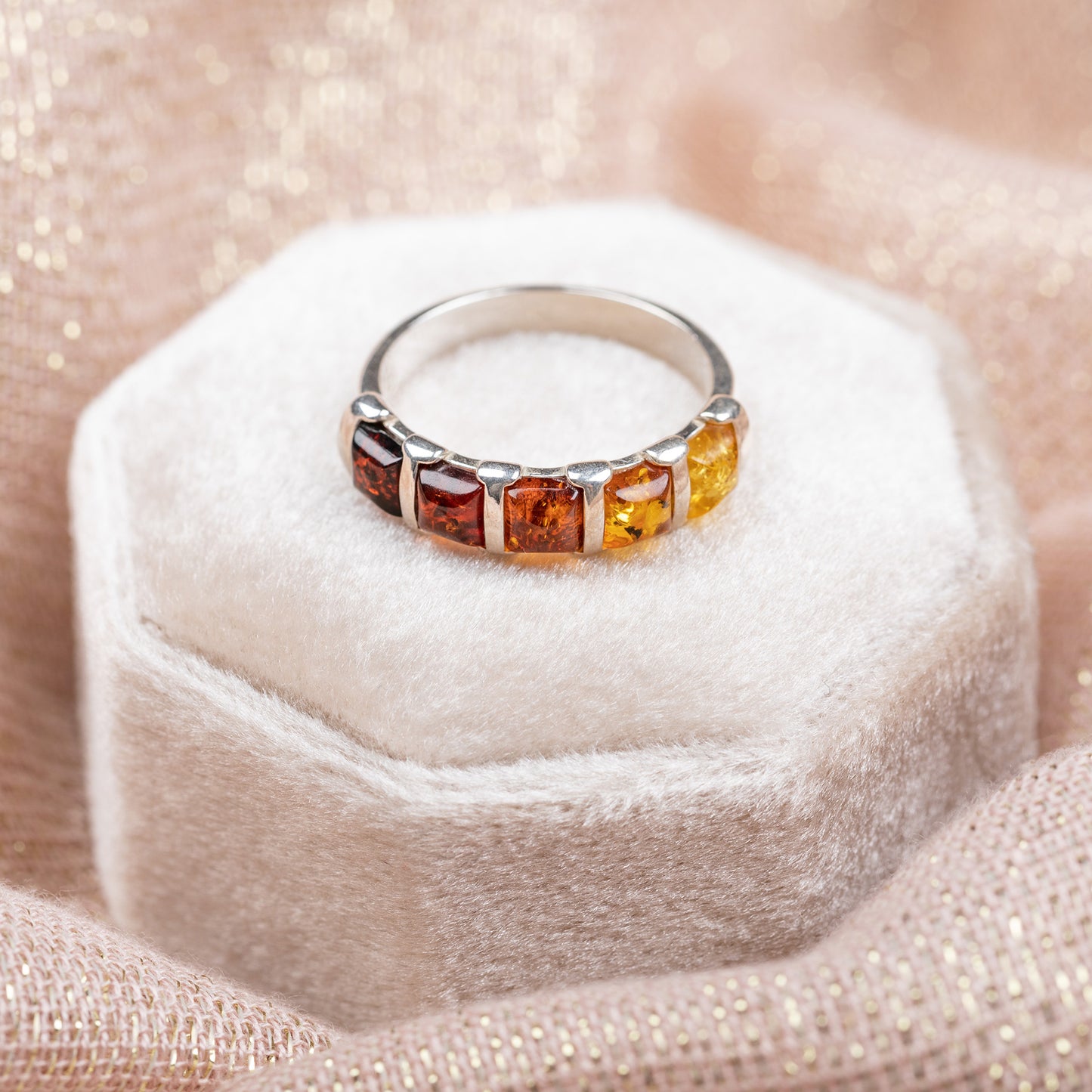 Amber Ombre & Sterling Ring