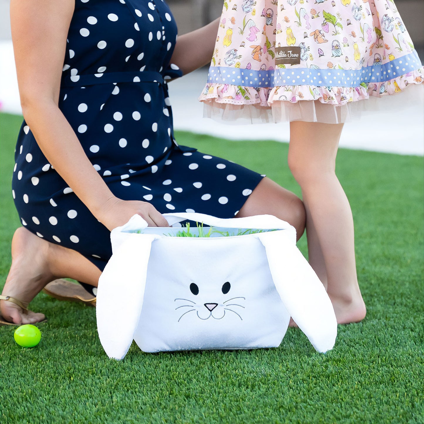 White Bunny Plush Easter Bucket