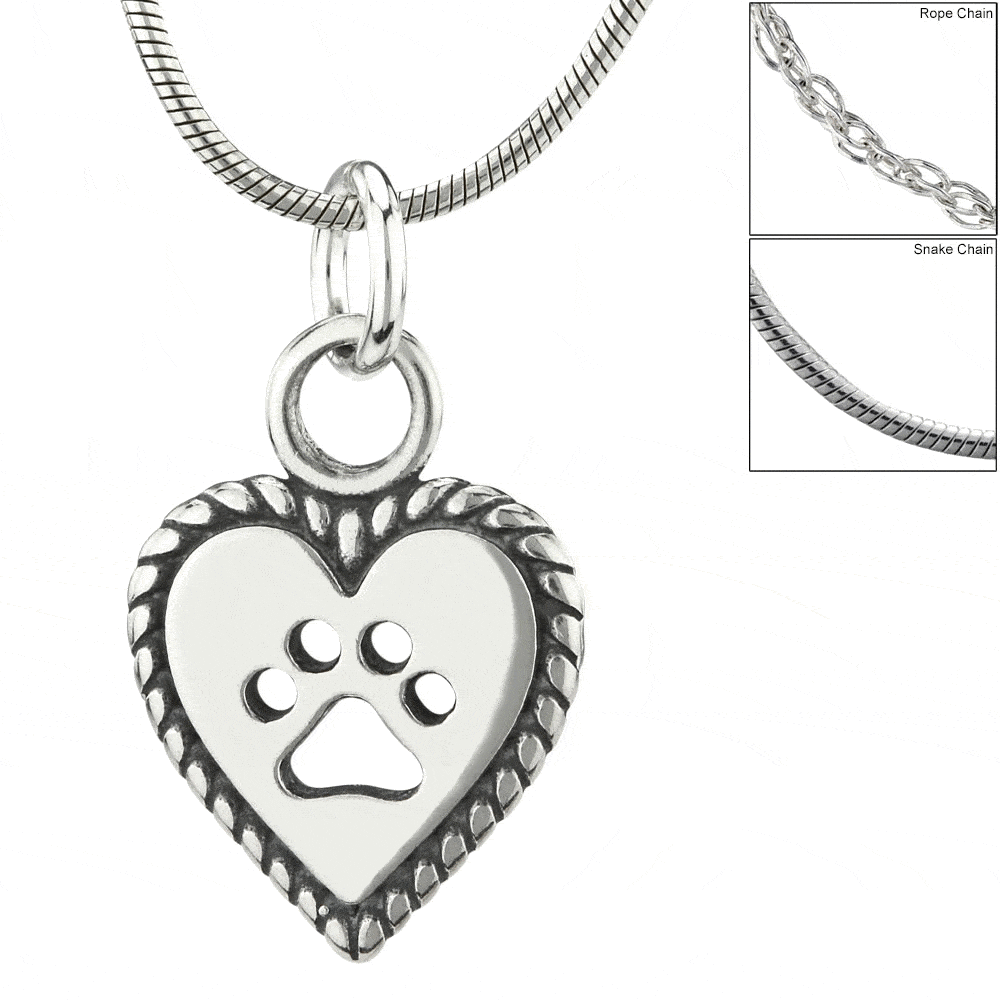Wrapped Up In Love Paw Print Recycled Sterling Necklace