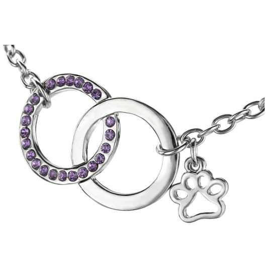 Together Forever Purple Rhinestone Paw Bracelet